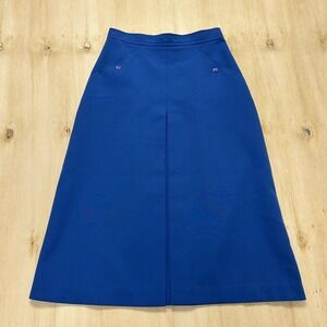 Vintage Cheer's Skirt Womens 9/10 Blue A-Line Midi Union Made Zip High Waist